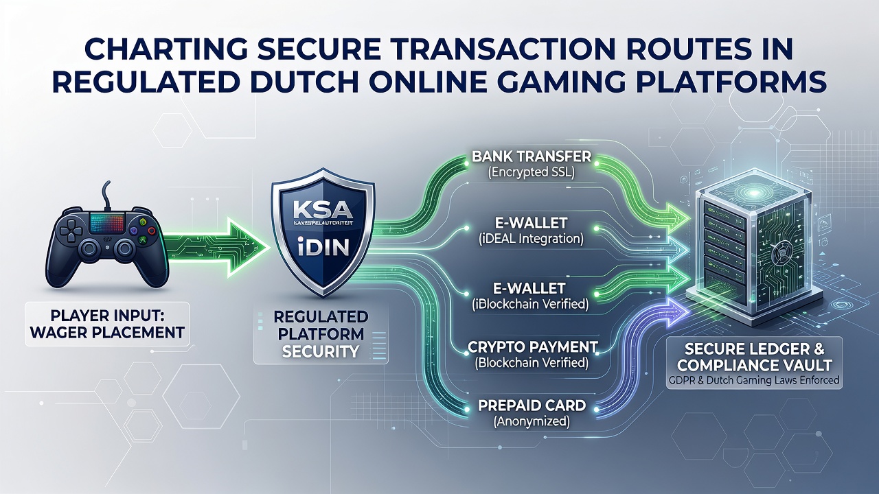 Diagram van versleutelde transactieprocessen en monitoring bij Nederlandse live casino platforms
