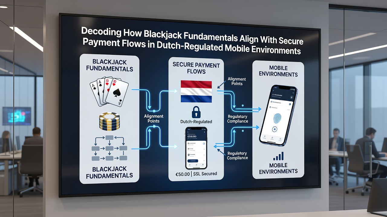 Schema dat blackjackbeslissingen koppelt aan betalingsverificatiestappen in een mobiele interface