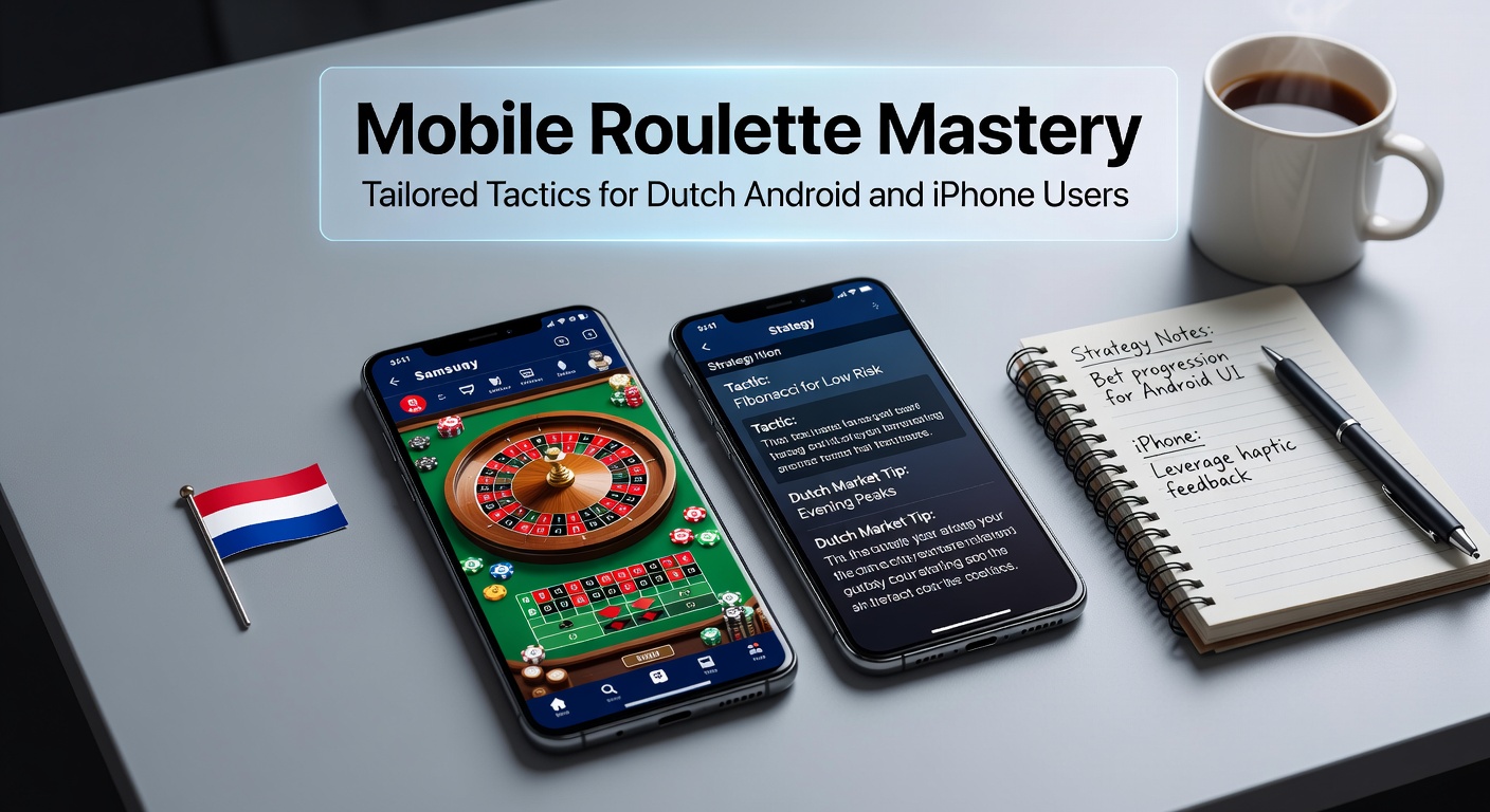 Smartphone met roulettewiel op scherm, Android en iPhone naast elkaar voor Nederlandse spelers