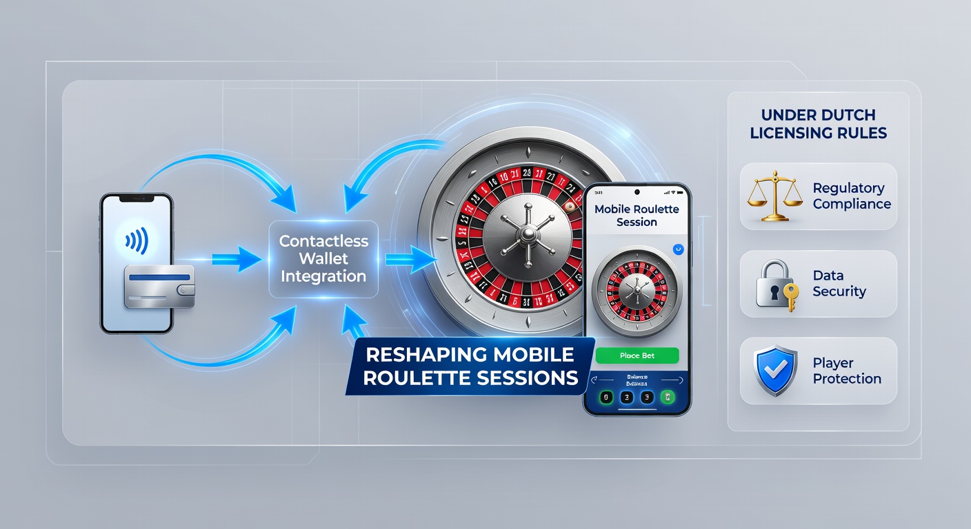 Illustratie van contactloze betalingen in mobiele roulette apps onder Nederlandse licentie