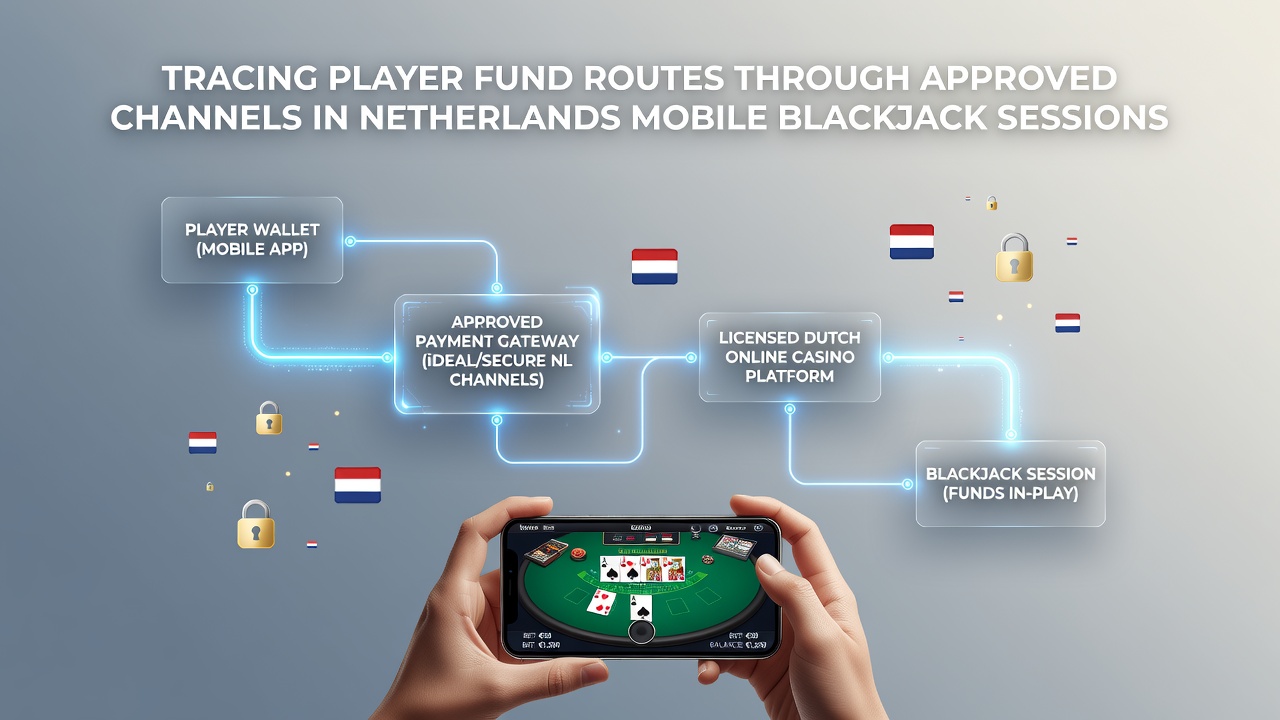 Illustratie van fondsenstromen in Nederlandse mobiele blackjack apps via goedgekeurde betalingskanalen
