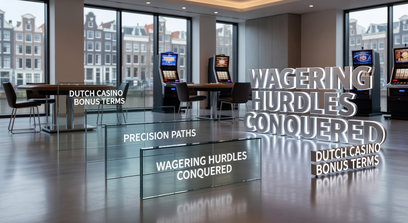 Illustratie van een speler die slim door bonusvoorwaarden navigeert in een Nederlands casino, met symbolen voor wagering en uitbetaling